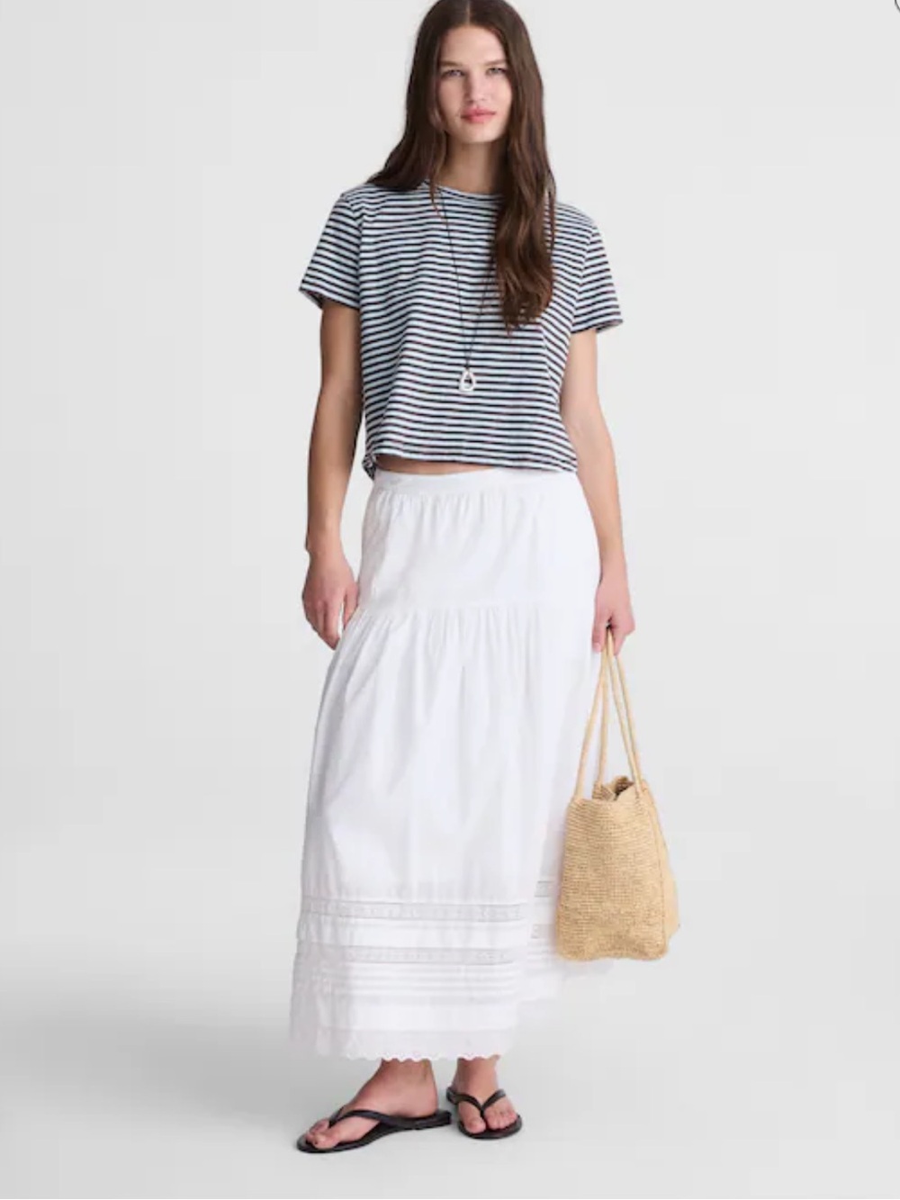 NWT MADEWELL Pintucked Midi Skirt NZ498 $138 White Size XS Cottagecore